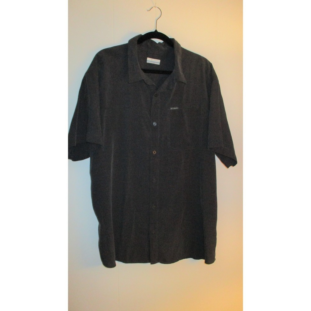 Dark Grey Columbia Brushed Cotton Button Down Short Sleeve Size XXL